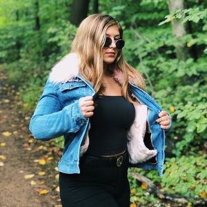 Bagatelle Denim Trucker Jacket w Fur (removable)